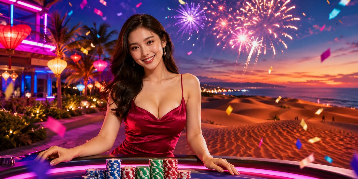 Ánh đèn neon Mũi Né gợi lên trải nghiệm cá cược trực tuyến sôi động về đêm